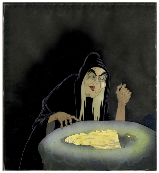 Original ''Snow White and the Seven Dwarfs'' Disney Cel -- Featuring the Evil Queen Mixing Potions in Her Cauldron